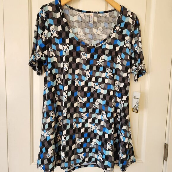 LuLaRoe Tops - Disney Snowgies Frozen Fever Geometric Print Swing Tunic Top Tee Cute Large